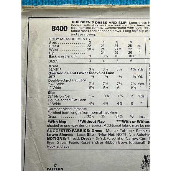 McCalls 8400 Sewing pattern girls dress puff sleeve size 4 - Picture 4 of 6